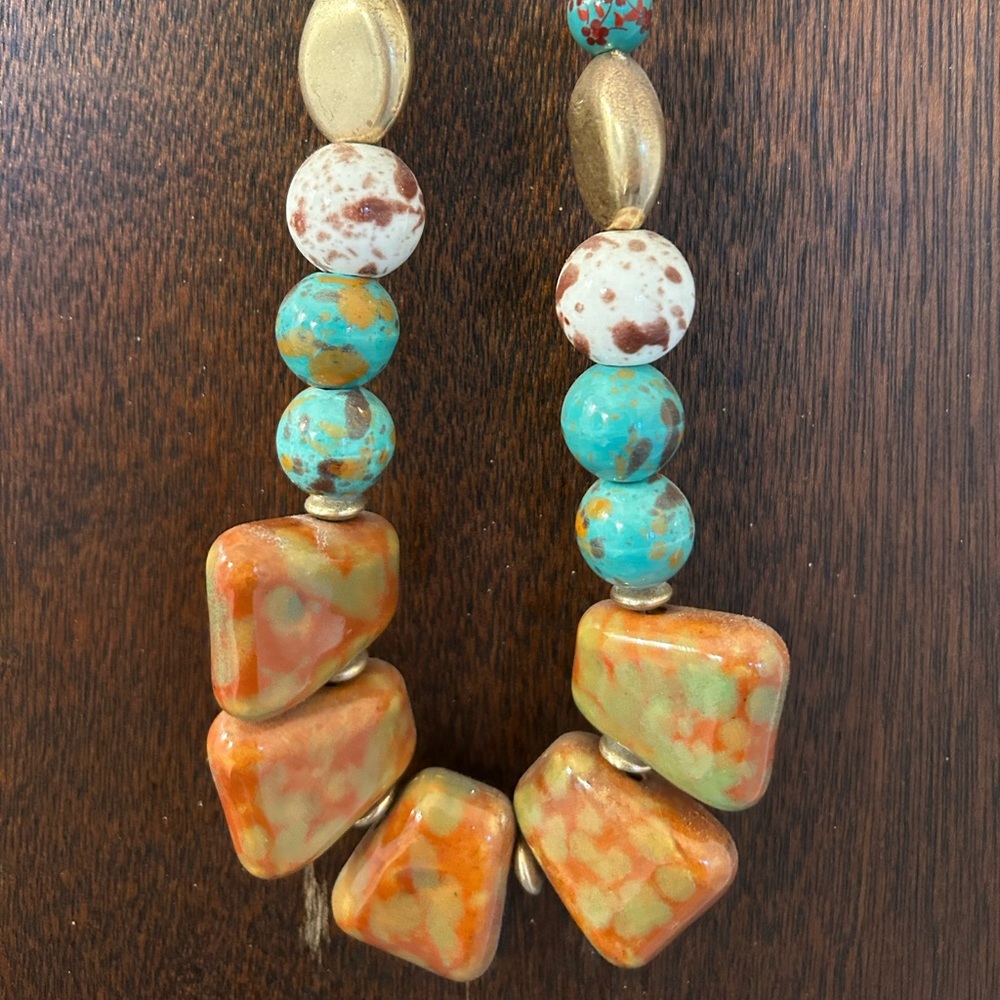 Anthropologie Beaded Necklace with Artsy Charm